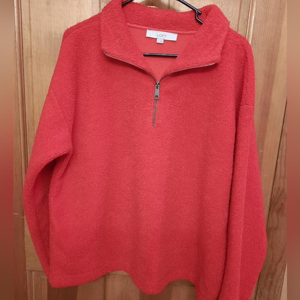 LOFT fleece jacket, 3/4 zipper, Loft, bright red